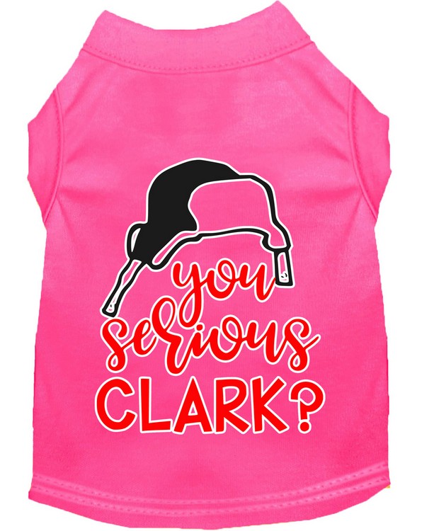 You Serious Clark? Screen Print Dog Shirt Bright Pink XXL